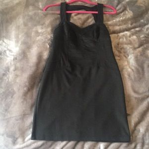 Black unique bandage dress with gold zipper